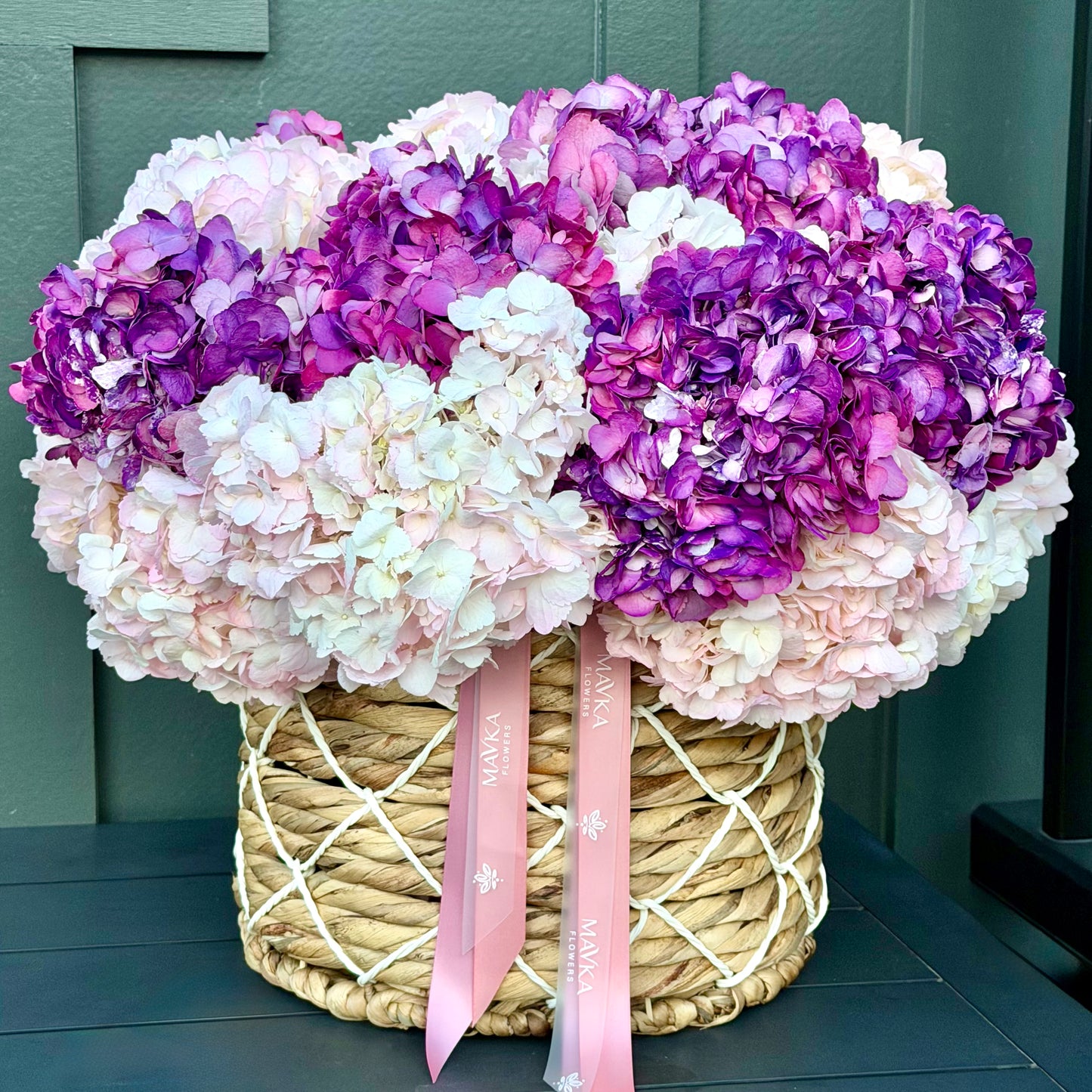 Box & Basket Arrangements - Violet Hydrangea