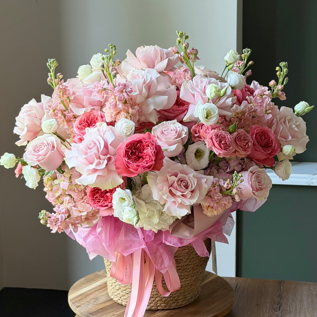 Rosy Reverie Flower Basket