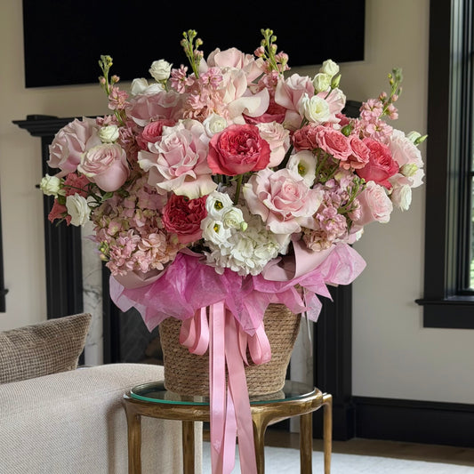 Rosy Reverie Flower Basket