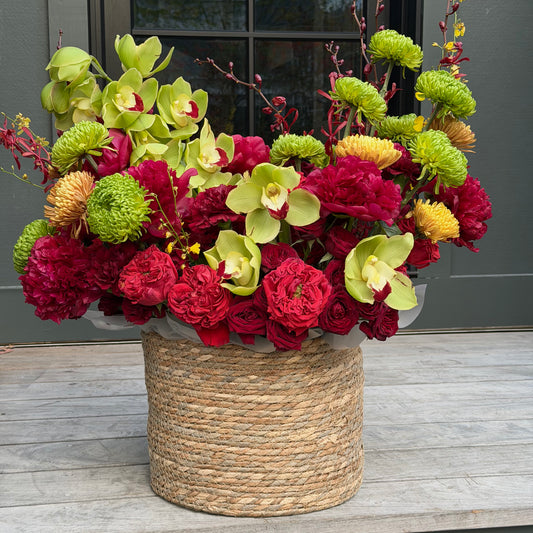Box & Basket Arrangements - Crimson Harmony